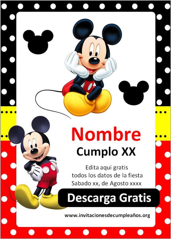 Invitación Cumpleaños Mickey - Diseños personalizados